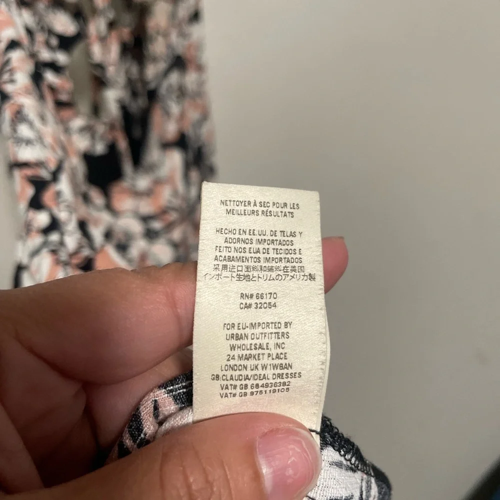 Free People Black and Cream Floral Mini‎ Dress Size Medium